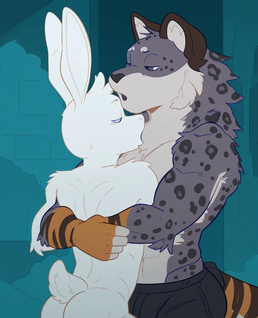 ((((fursuit)))), ((((fursuit head)))), ((((fursuiter)))), ((((fursuiting)))), (3d_artwork:1.5), (unreal engine:1.5) , inky, dark, dark fur, dark shadows, dark room, black room, black walls, indoors, (two women flatly pressed together:1.6), 🐰x🐇x🦝x🦌x🦙x🐂x🐿x🦜x🐦x🐤x🦘x🐮x🐻x🐼x🐈, ((absurd res)), ((ultra high resolution)), ((masterpiece quality)), (isometric view), (impressive lighting), (sunset clouds), (floating hearts), (((sparkles))), confetti, sunlight, ⫷|⫸ by foxovh, by sligarthetiger, by cumbread, by gammainks, ((by seibear)), by lollipopcon, by dizzyknight, by greasymojo, ((by xpray)), ((by roly)), by honovy, by taran fiddler, by kenket, by Pixelsketcher, by Bayard Wu, by Thomas Benjamin Kennington, by Einshelm, ⫷|⫸ jewelry, necklace, bracelet, ⫷|⫸ (fuzzy furry body:1.6), (tall body), ((beautiful fur pattern)), (raised tail), chubby, (stunningly beautiful legs), ((fuzzy pubes)), (detailed fuzzy face), hyperrealistic, (covered by fur:1.7), (naturally censored:1.9), (two big cuddly women kissing:1.5), (tight clothing),