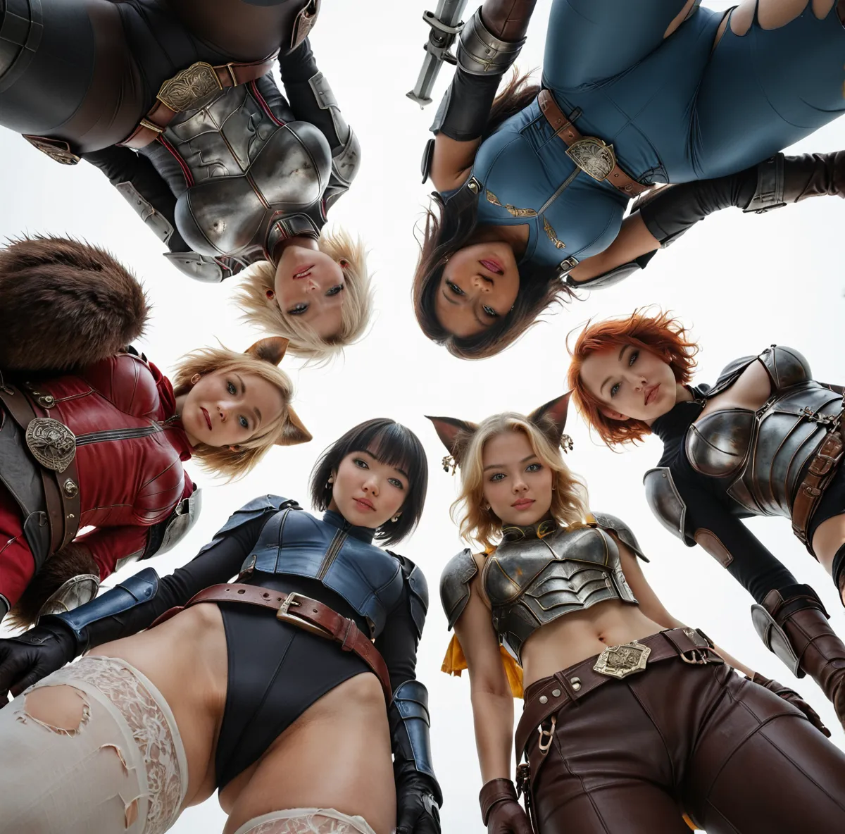 brie larson (age 25), she is in Cosplay as a Sexy Sister of Battle (from warhammer 40k), wielding a chainsword, she is posing for con goers