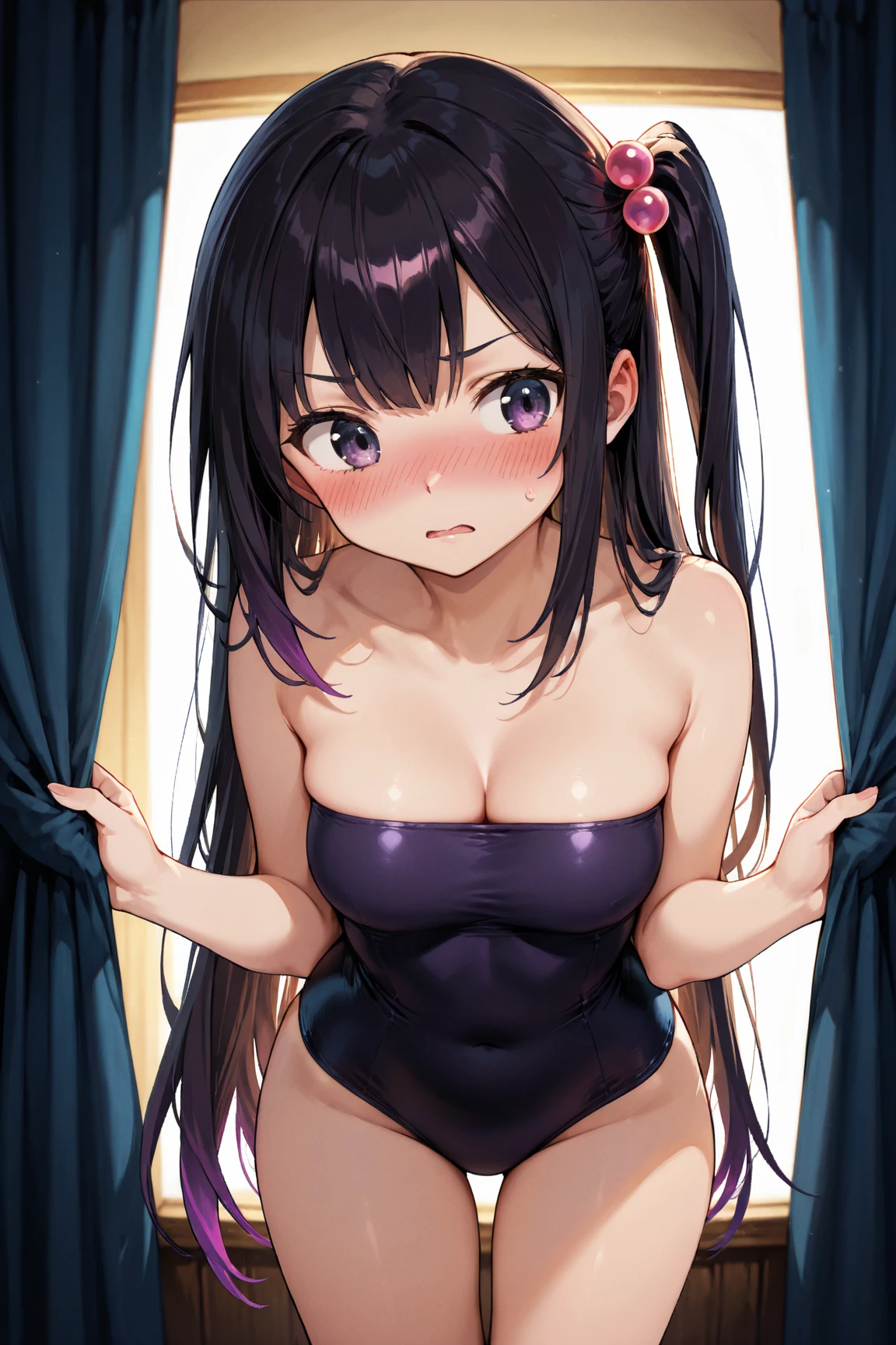 Medium Perm、suspenders、mole(Waist)、Relaxed facial expression、Stretching pose。masterpiece, Highest quality, Ultra high definition, Maximum resolution, Very detailed, Beautiful Skin, anime,、topless、Panties、Sticking out her butt、Three-dimensional