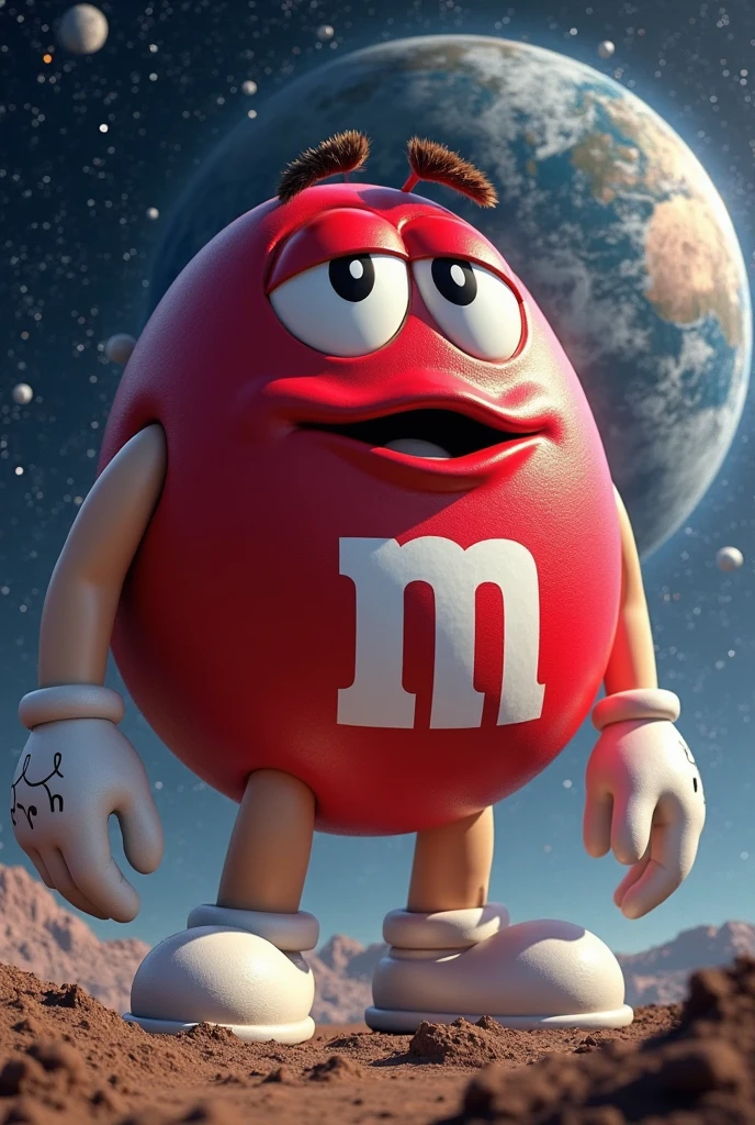 One Piece, Colossal Muscular Titan Red M&M Man. Three heads, space, three eyes, powerful