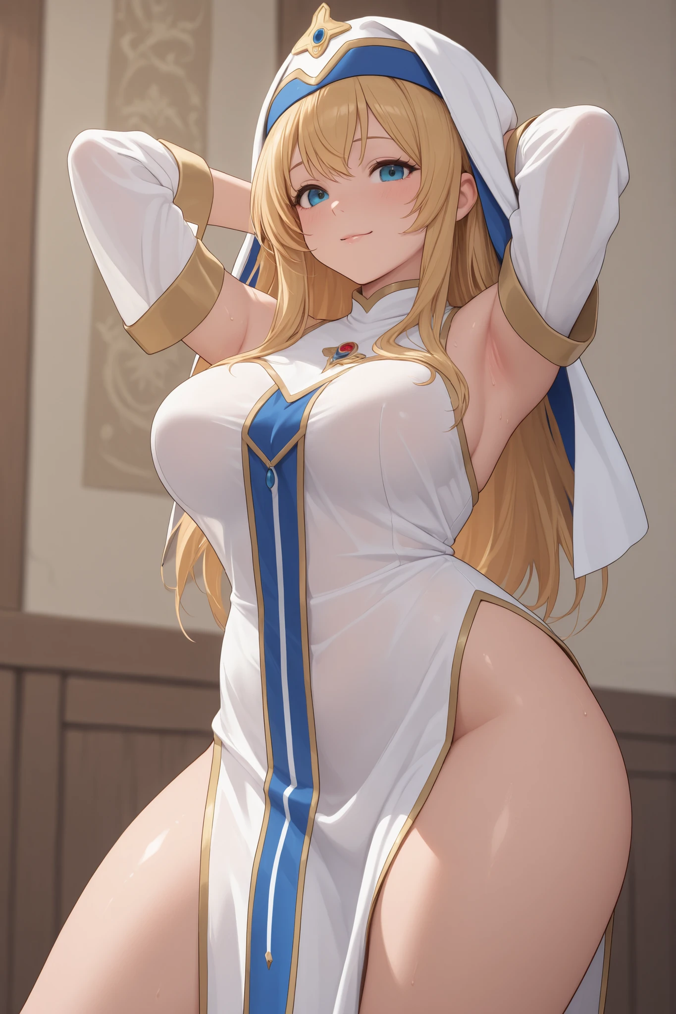 Indonesian highschool girl with beautifull long brown-blonde hair with big boobs and thighs masturbating