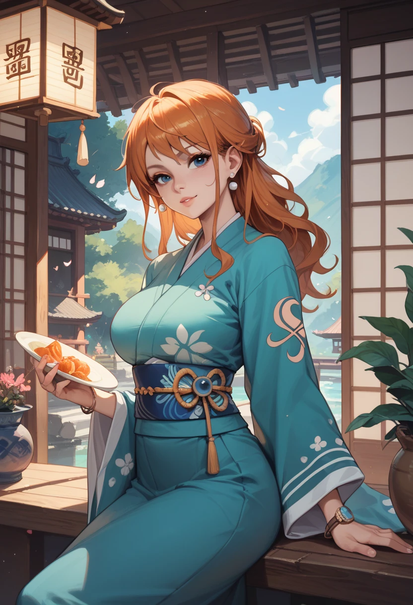 art by (Carl Larsson:1.2),(post-Impressionist),monet color,((oil painting)),soft lighting,COOL,spirit blossom,1girl,long hair, bell, bare shoulders, cleavage, fox ears, hair beel,hair ornament, japanese clothes, kimono,tail,fox tail, facial hair, (whisker marking:1.1),cityscape, night, legwear, ,close shot,big breast,