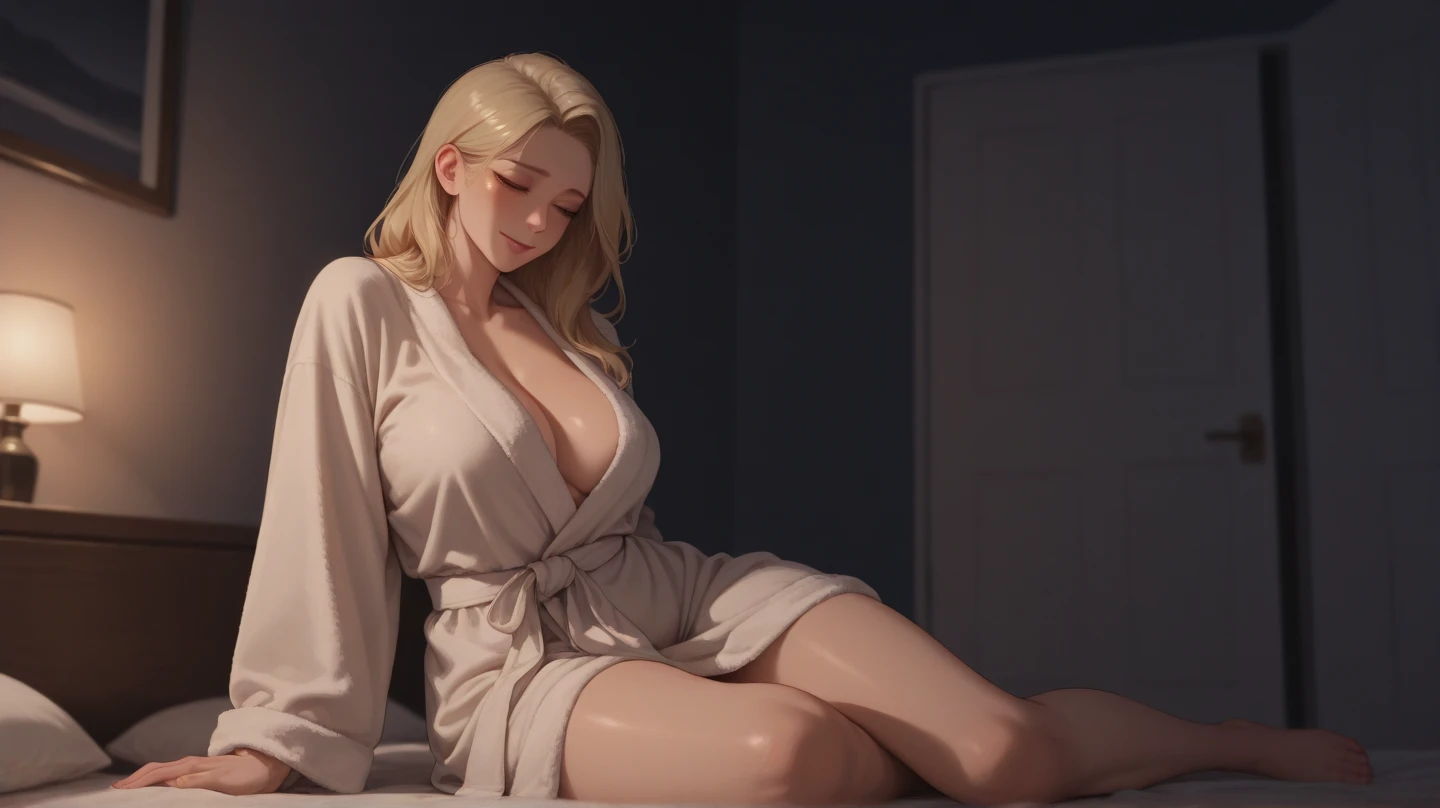 8k, raw photo, professional artwork, a portrait of a beautiful woman, sitting, vixen, action shot, intricate, depth of field, bokeh, harsh lighting, raunchy, light blonde hair, large breasts, surreal background, in a locker room,