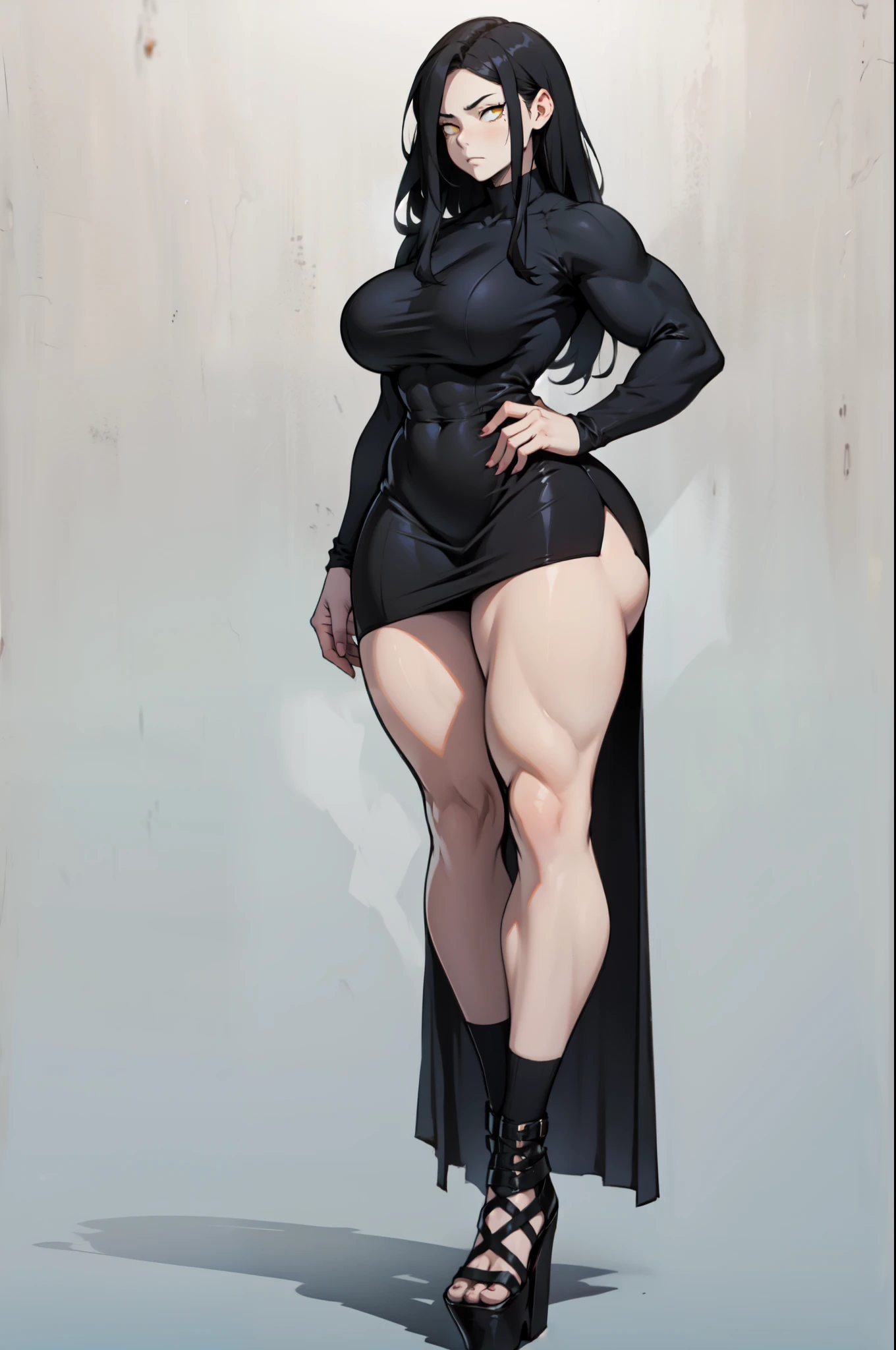 (3/4 view:1.4) 1 Same Girl , Perfect Beautiful , mature Face , ((korean woman)), Korean 18 Years Old , ((extra long Hair)) , ((Black Gothic Nun Dress)), ((long dress)),Athletic Body , ((gigantic breasts:1.6)) Extreme Detailed Portrait With Bokeh Effect , Realistic Lighting ,(long latex dress)Night Street View , Dark Vibe , (bubble butt:1.4) Crowd , Gothic Makeup , Gothic Tattoo , Posing Like a Model , Look at Viewer, ((puffy lips:1.3)), cool lighting, blue street lamp light((sunset ambiance light:0.8))