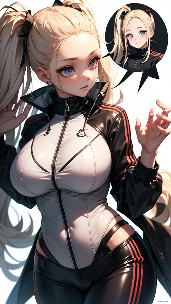 a dark skinned girl with light hair and blue eyes slowly stripping her clothes off