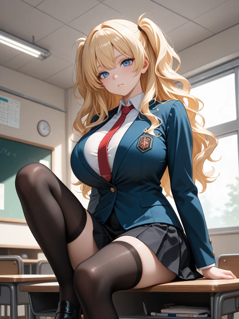 (Masterpiece), (HD), (High Resolution), (Best quality and very detailed), (Perfect Anatomy), (Fantasy Genre), (Anime style), (Highest resolution and Quality), (alone character, solo)
{{(1character:60 years Blonde lady milf citizens:(pale skin, blue eyes, straight medium dark blonde hair, beautiful features, absolute beauty and feminity, nice body, beautiful arms, beautiful legs, beautiful hips, big breasts, simple nose, simple lips),(black one-piece swimsuit, cleavage, orange heeled shoes),(funny personality, clumsy demeanor, naive, smiling gentlely, cheerful pose with cool vibes),(painting classroom, red colored walls, a black colored desk in the back, round windows, night time, lights turned on at the classroom))}}