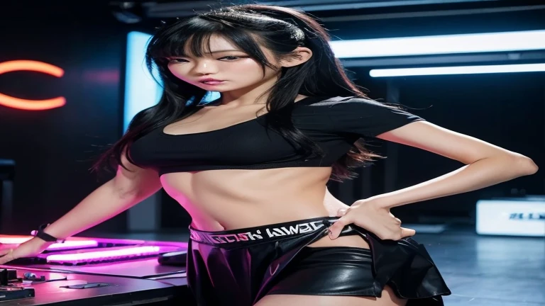 ((DJ girl at a nightclub, Super popular DJ player, Enjoy operating DJ equipment)), (beautiful girl, :1.3, Cute face), Perfect Style, ((Detailed eyes and face, Professional photography techniques, Cinema Lighting)), Detailed hands, (Highest quality, 8K, masterpiece:1.2, RAW Photos), (Reality:1.4), View the viewer, Focus on the venue, Wearing headphones, ((Wavivy hair)), Stylish outfits