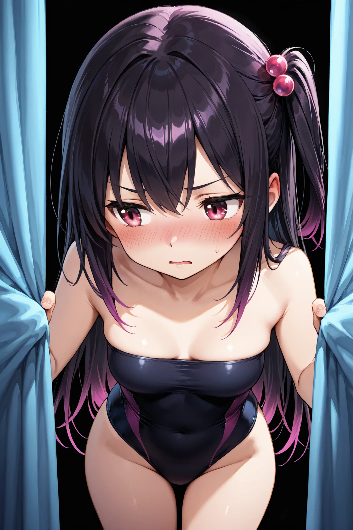 (best quality: 0.8), (best quality: 0.8), perfect anime illustration, close-up portrait of a beautiful woman walking around town very long purple hair huge breasts blush red eyes (((nsfw))) white bikini city neon night super detailed super detailed face bright eyes galaxy in eyes absurd 4k Full HD top on pixiv super well done red eyes download file huge erect areolas (love juice 1;4)