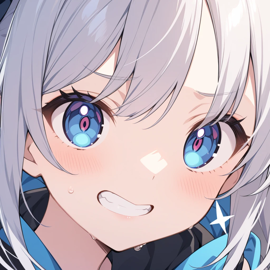 facial expression close-up, heart-shaped pupils, 