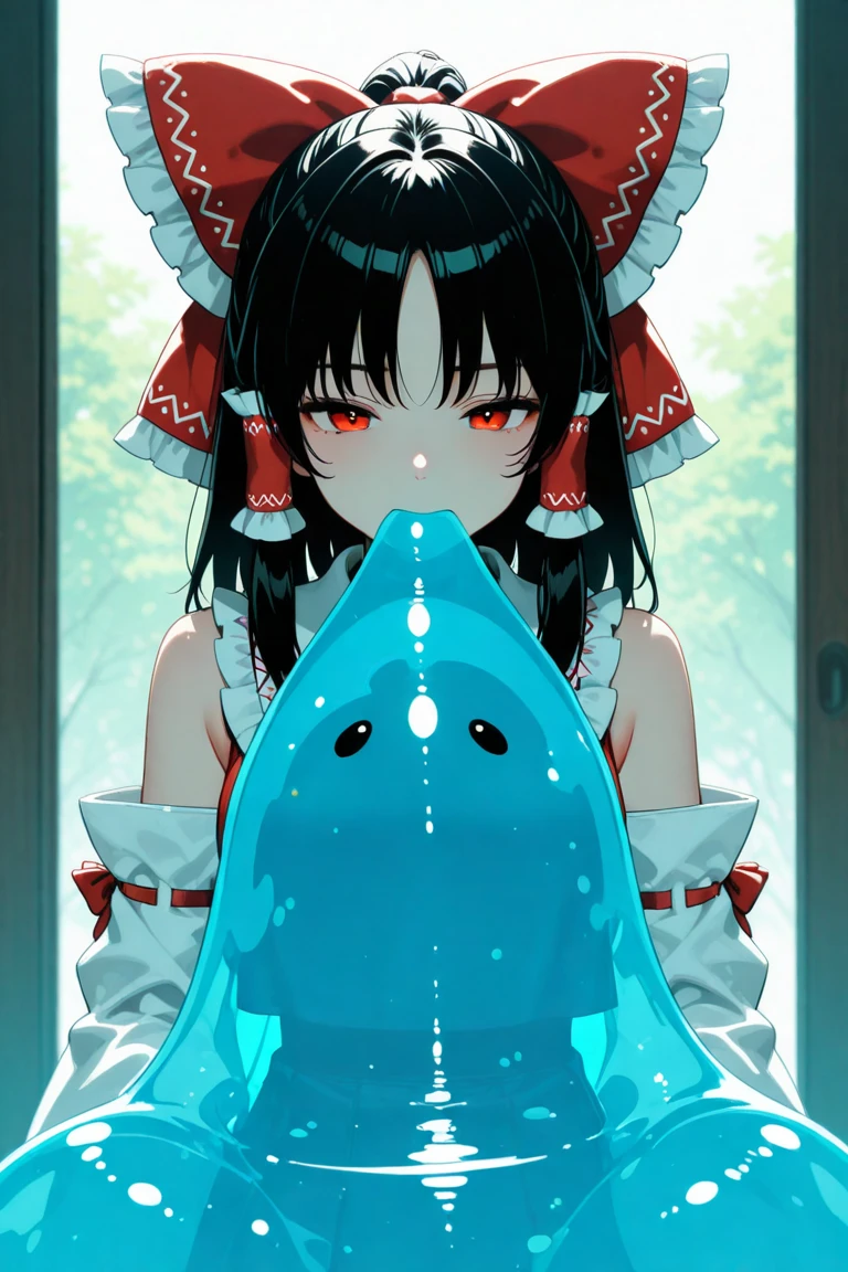 girl with,Fluffy navy hair,Red and black clothes,Fox ears,shrines,Dress Sex,Outside,seduces,Chest wide open,red tide,a lot of white liquid on the face and chest,,,,,,,White liquid overflowing from the mouth,ecstacy,pacifier,Suck Your Dick