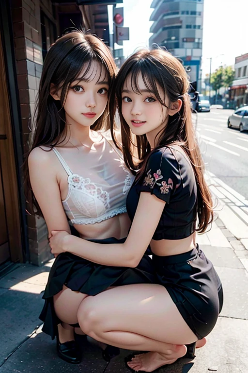 ((((Emphasize cleavage))))
(Panties and bra are visible)
"(RAW Photos:1.4), (photoRealistic:1.3),(masterpiece), Highest quality, Highest quality, Very detailed CG unity 8k wallpaper, Detailed and sophisticated, original,High resolution,
\\
One Girl,alone,(16 years),Very detailed_eye, nail,Mid-chest,(eyeliner:0.5),(blush:0.5),Black Hair,Long Hair,Hair Clip, Show Viewer,Browsing Caution,
\\
high school,student,, Sailor collar,Bobby Socks,school bag,skirt, Plaid, Plaid skirt,Please raise your knees,Sitting,
\\
street, Subway Station, Shop Boundaries, akihabara \(Tokyo\), Shibuya Ward \(Tokyo\), Shinjuku \(Tokyo\),
\\
Beautifully detailed backgrounds,Written boundary depth,change:0.1,Realistic:1.3,(Zhou Haoguang:1),(Neon Light:0.1),(High resolution:1),(Studio Lighting:1.5),(Panty shot:1.2),From below,whole body,"