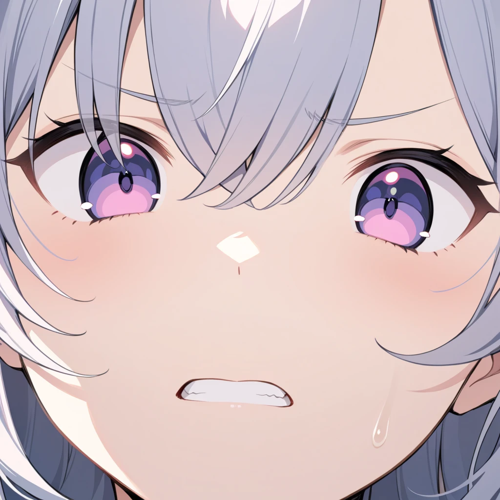 facial expression close-up, heart-shaped pupils, 