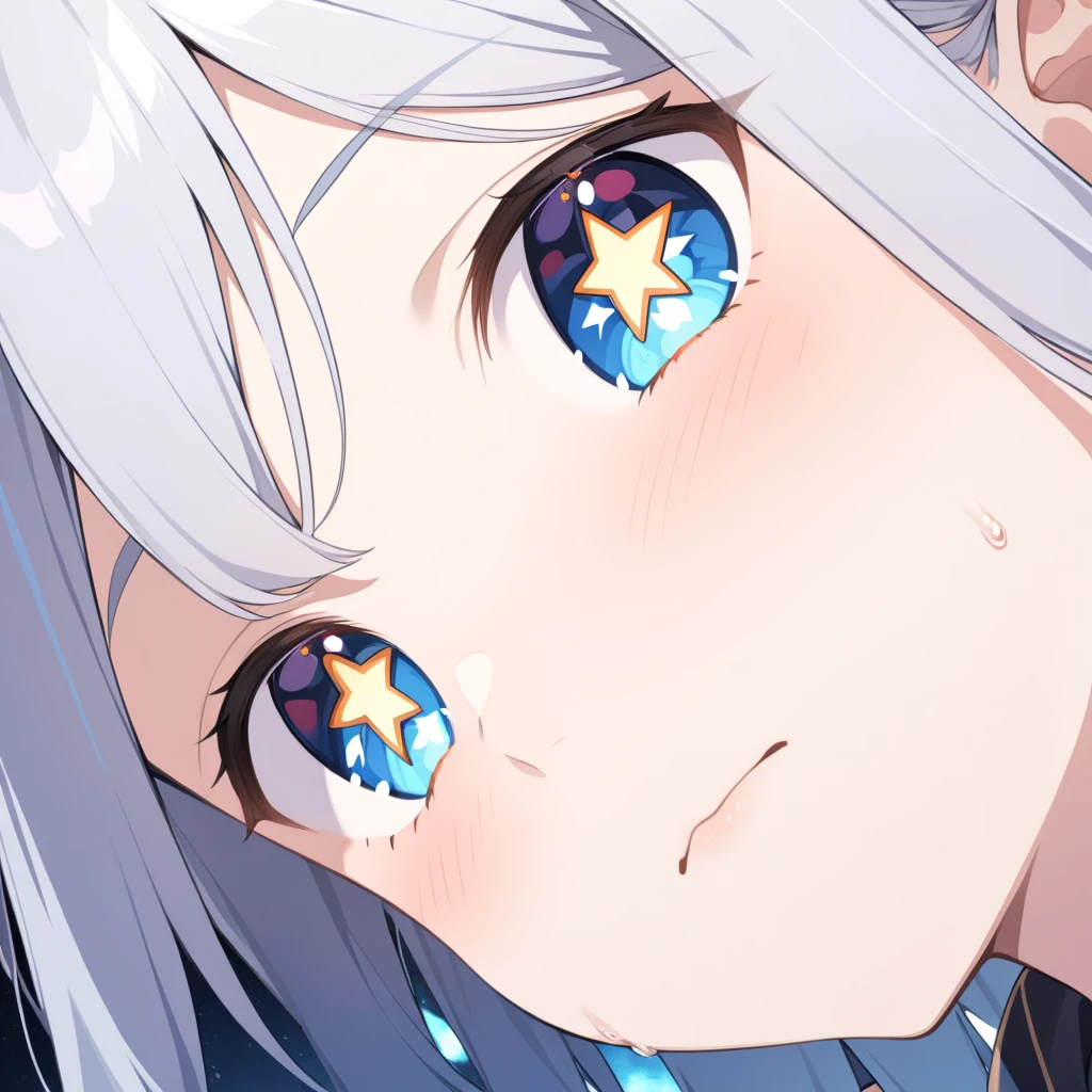 facial expression close-up, heart-shaped pupils, 