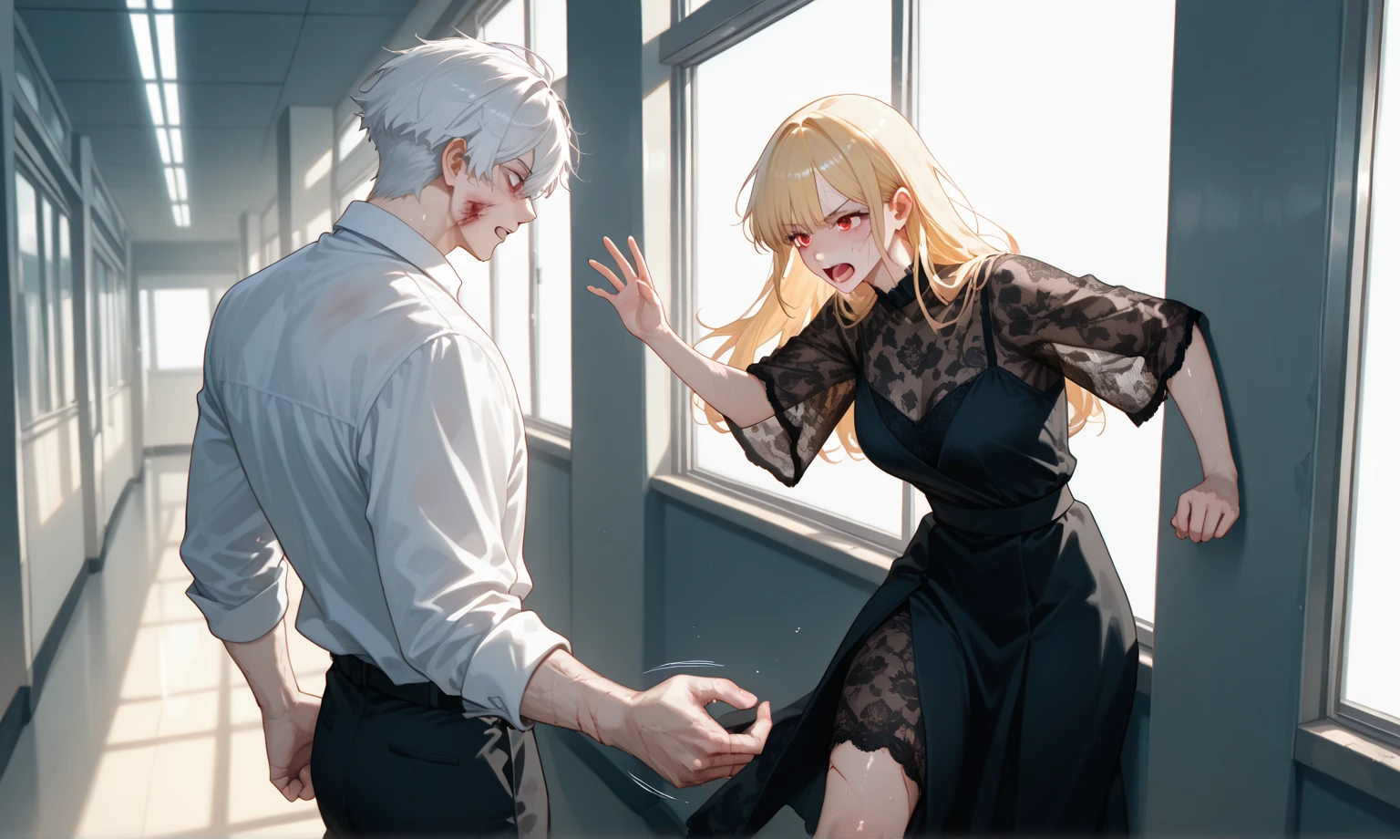 A girl is trying to escape、Girls hate it、Panty shot、Miniskirt、friend、Kidnapping、Scared、Yakuza Office、Yakuza、scared、fear、building、background、Dynamic Angle、masterpiece、best quality、ultra-detail、Japanese Mafia、Yakuza hideout、gang、Boss's Room、Thug's Room