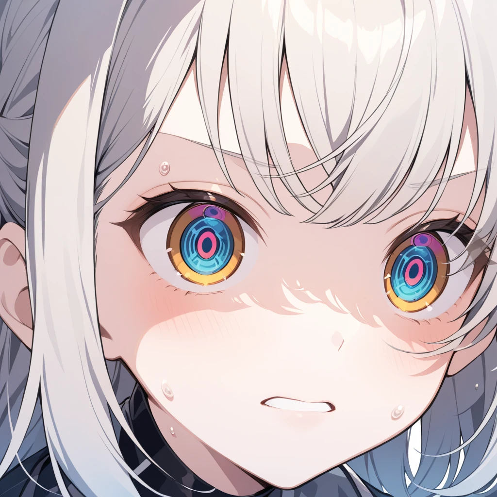 facial expression close-up, heart-shaped pupils, 