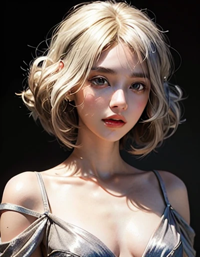 (RAW photo, best quality), (masterpiece:1.2), (realistic, photo-realistic:1.3), best quality, highres, extremely detailed CG, perfect lighting, 8k wallpaper, Amazing, finely detail, ultra-detailed,
a girl, white streaked hair, blond hair, slightly smiling, in the lh_front,