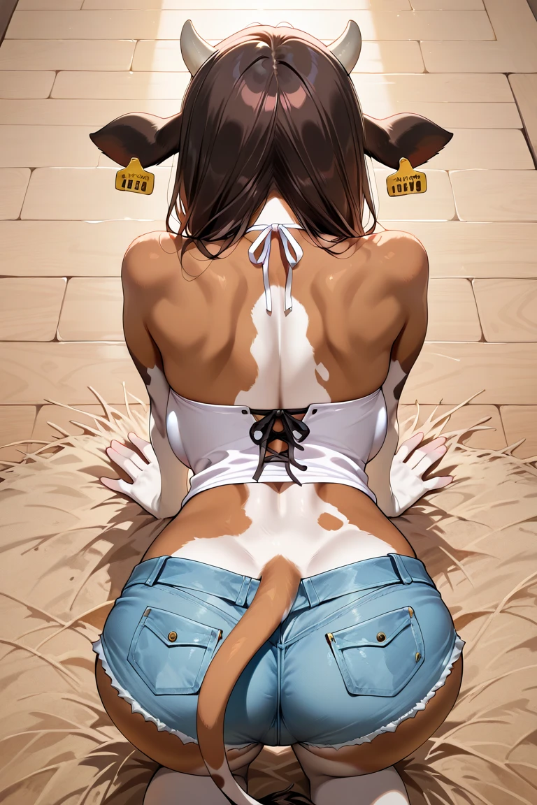Score_9, score_8_up, score_7_up, detailed background 1girl, solo, anthro mouse, disney, pussy, cartoony, anus, cartoon eyes, short hair, dark hair, monochrome background, standing, front view, huge butt