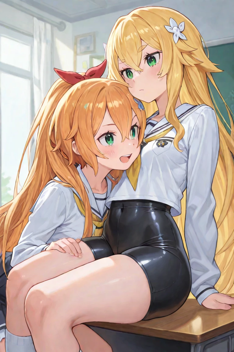 anime girl, very small 4 year old girls with very wide hips and thick thighs at school. She and her friends are lying down in their primary school uniforms showing their vaginas and anuses., They are very naughty and hot girls
