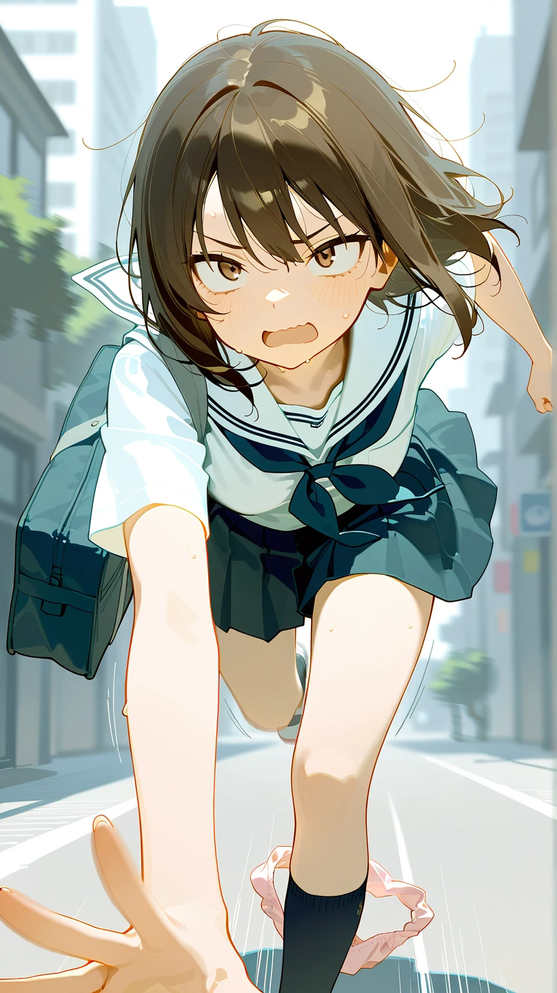 (全naked),tits,Nipples,genital,Pussy,下半身naked,(naked),平らな胸の全nakedの若い少女,Of Japanese,Active,Nipples,Pussy,smile,On the road,In front of the school gate,ponytail,High Kick,Black knee-high socks,loafers,Small nose