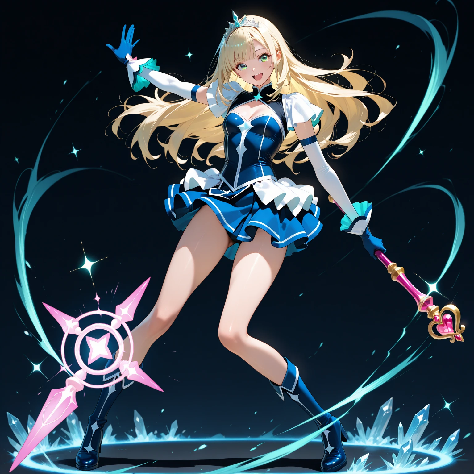 close up, 1 girl, sailor, Tsukino Usagi, (sailor千关:1.2), (aqua eyes:0.9), blond, Zhongfa, wedge skirt, best quality, earrings, masterpiece, high resolution, intricate details, (Reality)), photography, (White肘部手套:1.1), jewelry,whole body, dynamic background, dynamic poses, White