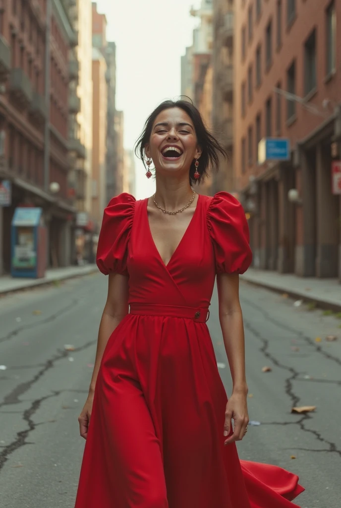 3d image of young woman in red dress Laughing madly Like a crazy person who eats the house, eats the city, becomes the leader of the country under the Thai flag.
There are many people who are afraid.
The father stood and applauded with joy.
wear red clothes