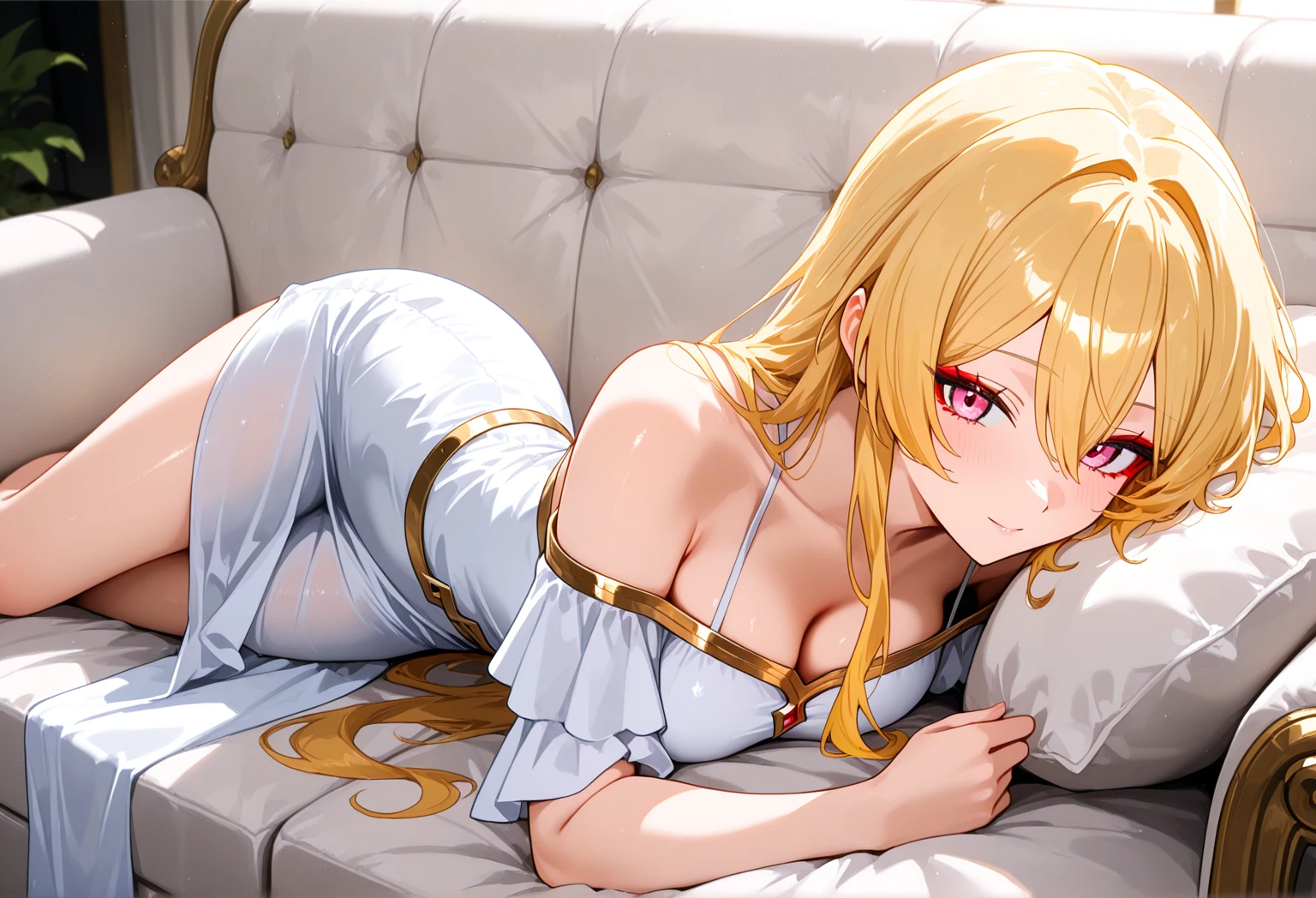1German upper class,cool,beautiful,glamorous lady , 16 years old,Blonde intake, long hair, emerald eyes.tsurime,The background is a private room in a mansion,lie down on the bed,1939, completely nude,blonde pubic hair