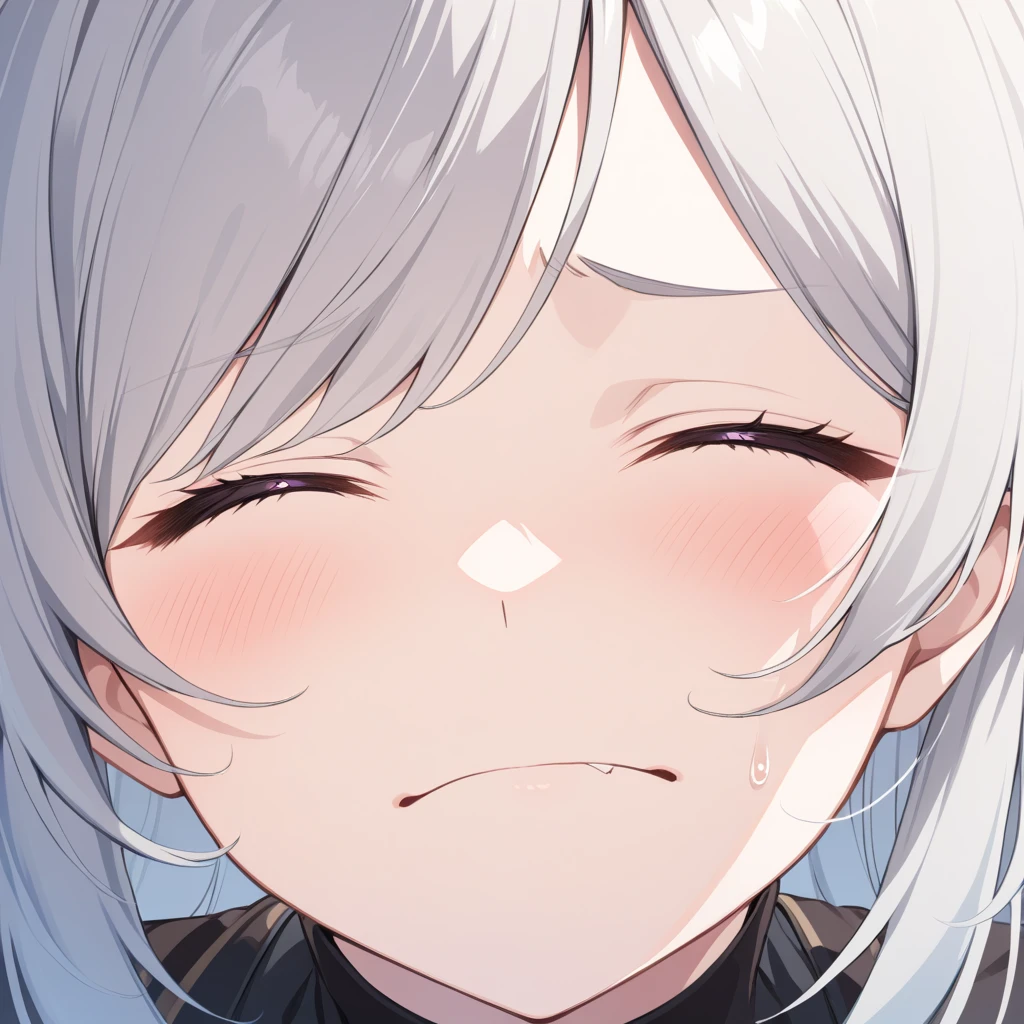 facial expression close-up, white eyes,  