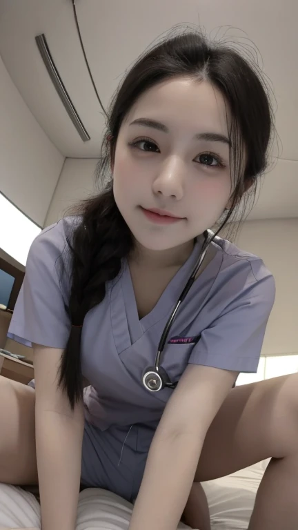 1womanl、(Super beautiful)、(ultra beautiful faces:1.5)、Nurse、(white  panties)、Clear pubic contours、Spread your legs、(Nurse Uniform)、Obstetric examination chair、(At SFW:1.1)(((Beautiful dental hygienist)))、(((Appearance during treatment)))、(((Leaning forward to look into the patient)))、No hat