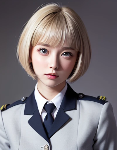 Movie cover image,Like a real person,Polite dresses,War Fighter Action Cover Image),(Film Reference Foundation : 1.8 ),Realistic,The general uniform of the White Air Force,(Realistic face resolution),cinematic pose,Adult,skinny,Small,1 Woman with dark blonde hair,Serious face,Science fiction,scientific fiction,Different characters