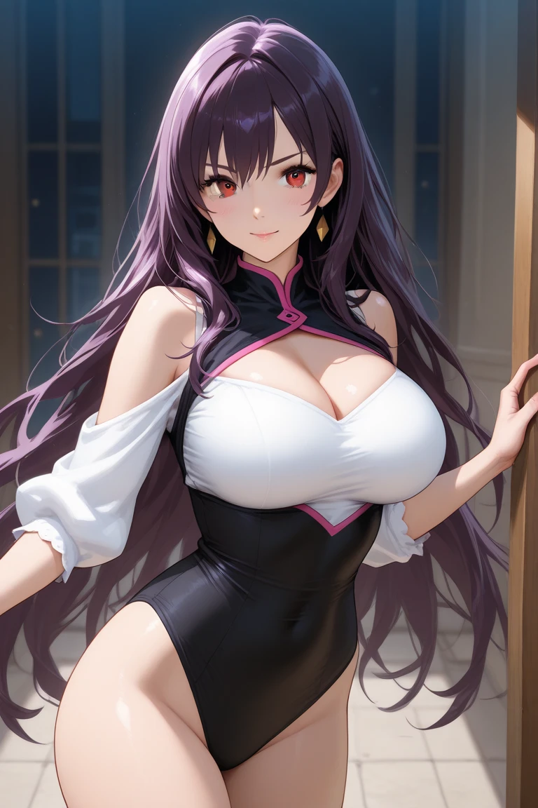 独奏, Beautiful female, The world of martial arts, Ancient Chinese clothing, wind blown, blossom flower, On foggy roads, long whitr hair, Gradient hair, brunette color hair, Blue hair, Purple colored hair, silber hair, long whitr hair, Solitude, Ray traching, reflective light, depth of fields, closeup cleavage, cowboy lens, tmasterpiece, best qualtiy, high detal, high qulity, ccurate, ctextured skin, hyper HD,A beautyful girl,crisp breasts,cleavage,slender leg,Big breasts Thin waist,White flowers,Black hair, long eyelasher, Fake animal ears, Light smile, Fang, Purple hair, Black hair, pony tails, double tails, Very long hair, widow peak, Hair ribbon, maid headdress, Earphone, flowers in head, Heart-shaped pupils,Purple eyes, Pink eyes, grin, Naughty face, Light blush, chin grab, shadowing, stereograms, tachi-e, Atmospheric perspective, hyper photorealism, 8K, Super detail, ccurate, Best quality, A high resolution, High quality, Anatomically correct, 巨作