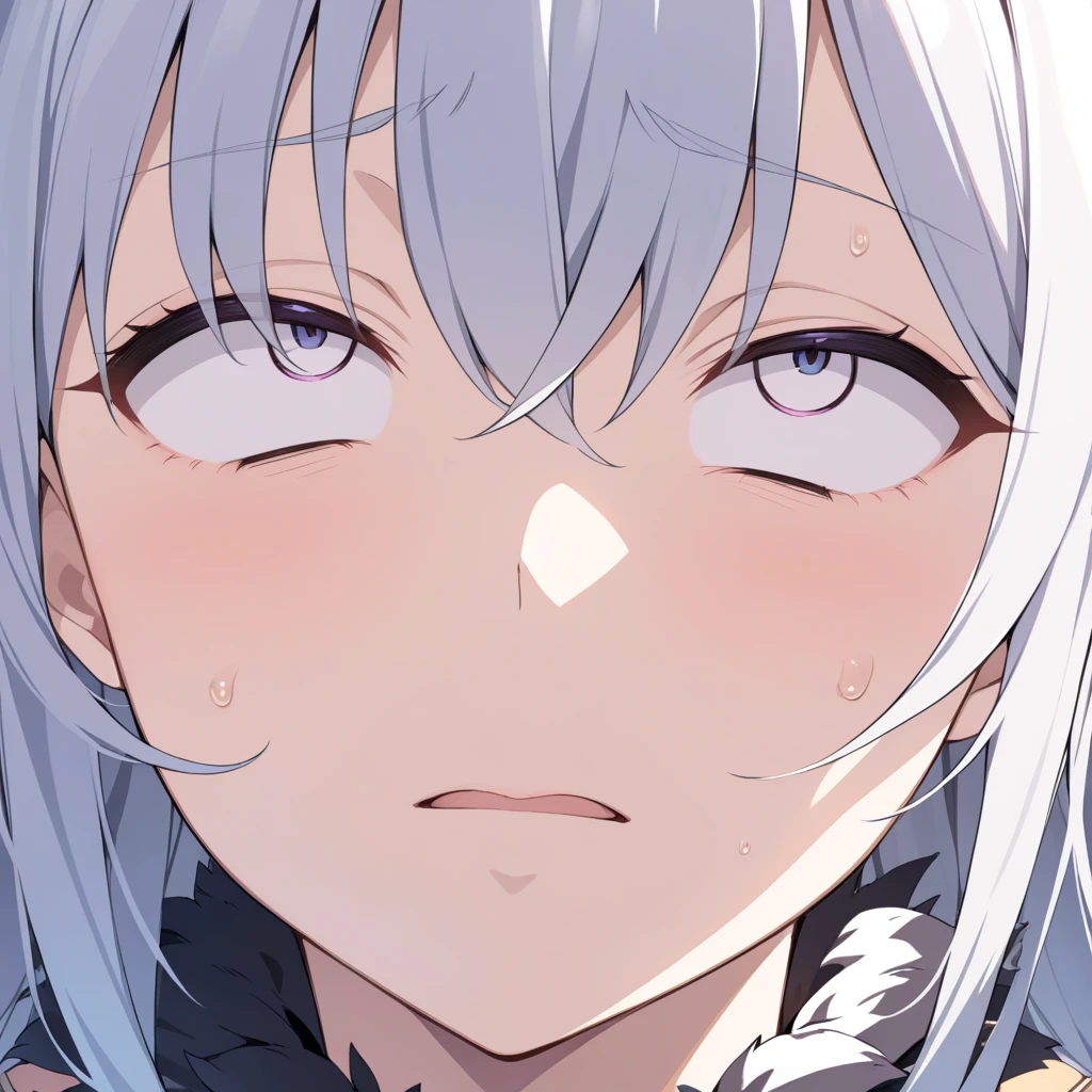 facial expression close-up, white eyes,  