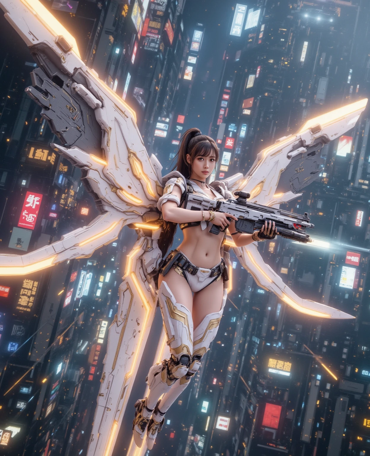 Female Robot, in Space, Giant Planet, Nebula, Holding a Weapon, Glowing, Inspired by Evangelion, (Female Mech: 1.2), Giant Mechanical Wings, Mecha Wings, (In Space Flight: 1.3), Comet Shards, Rocket Booster, Red Mech, Science Fiction, Space, Reality, Mecha, Galaxy Background, Neon, Cyberpunk, HD Wallpapers
