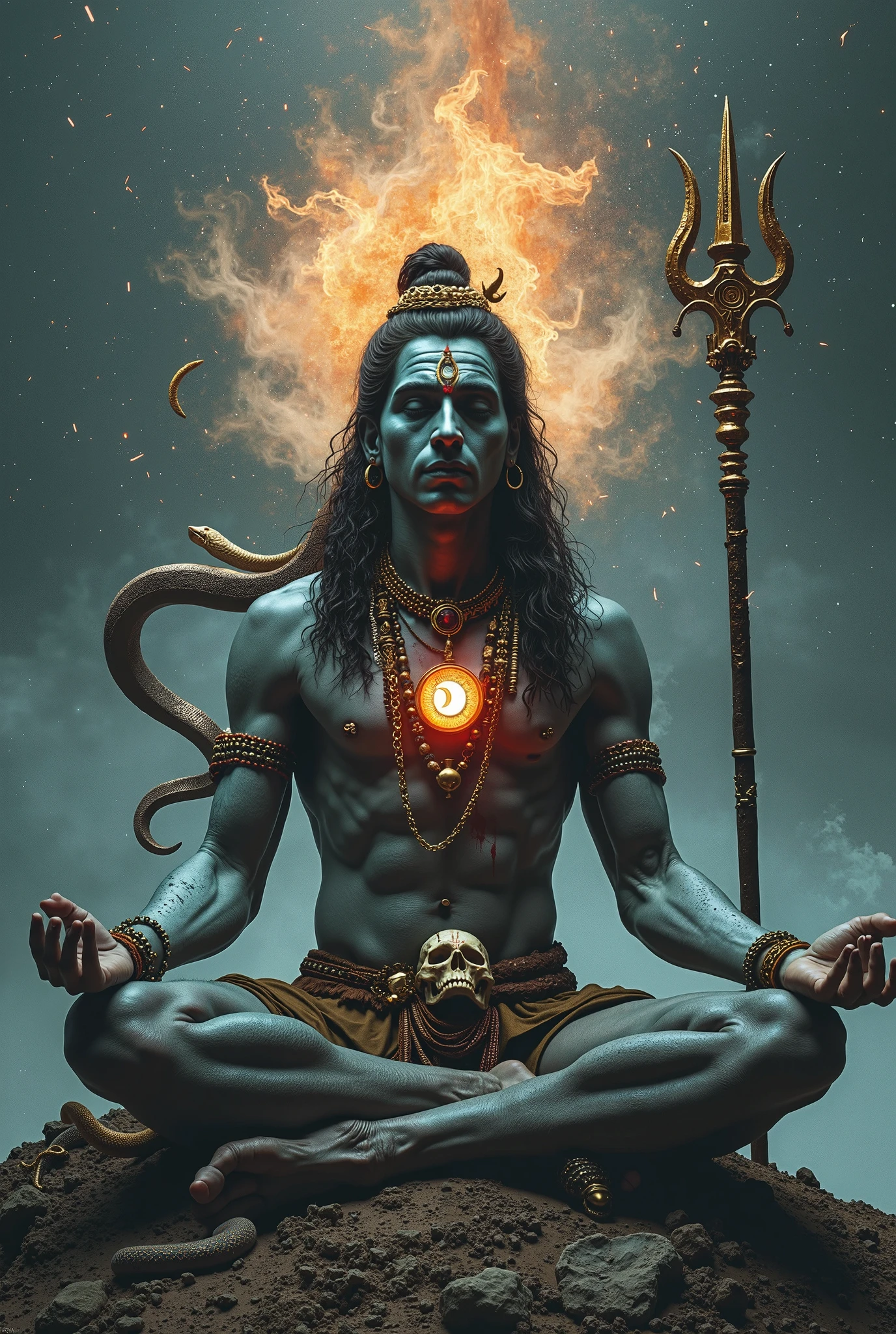 Lord Shiva with his trishul and sit on the bull