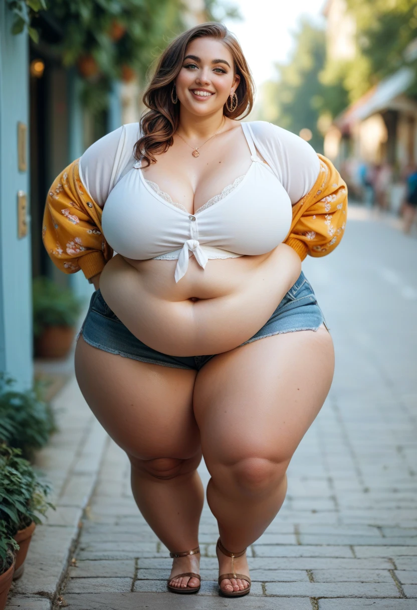 best quality, masterpiece, photo realistic, 8k, 4k, extreme res, ultra high res, dynamic lighting, real lighting, sophiadiamond, looking_at_viewer, smile, tank top, jeans, curvy body, plump body, huge big ass, thick body, curvy body type, voluptuous body type, busty body type, thick body type, big chest, big