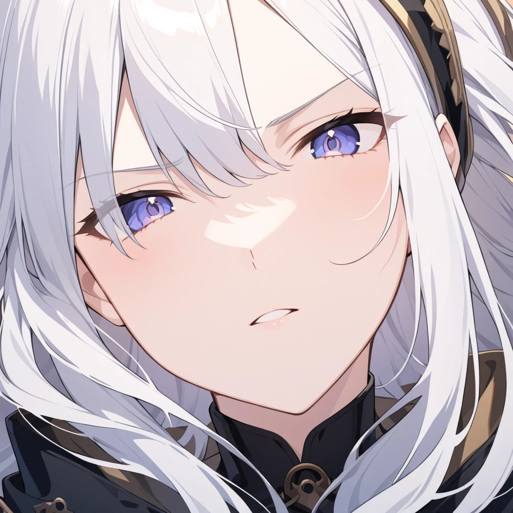 facial expression close-up, white eyes,  