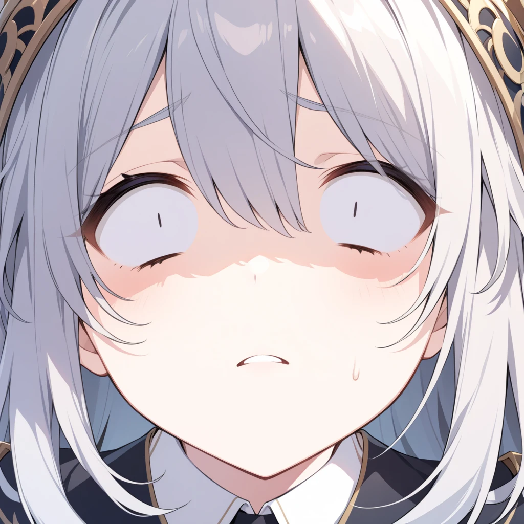 facial expression close-up, white eyes,  