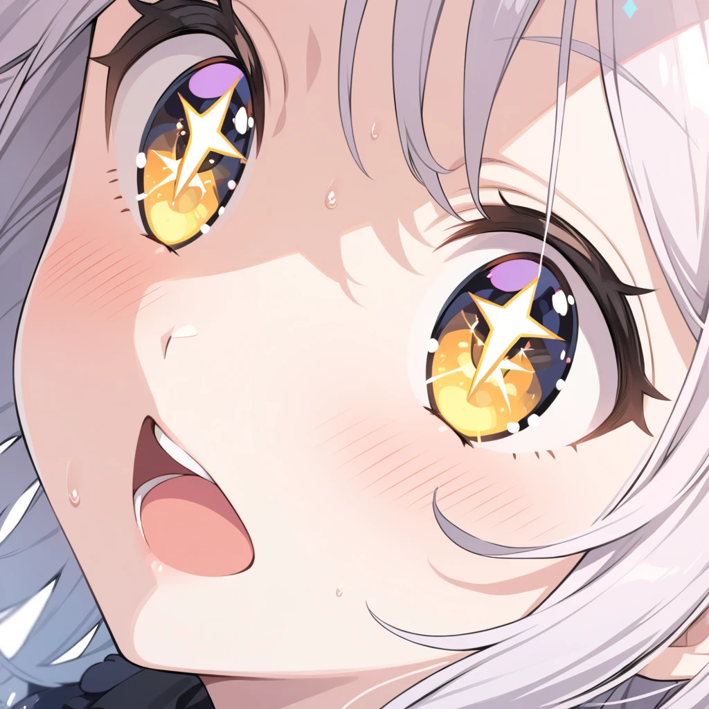 facial expression close-up, white eyes,  