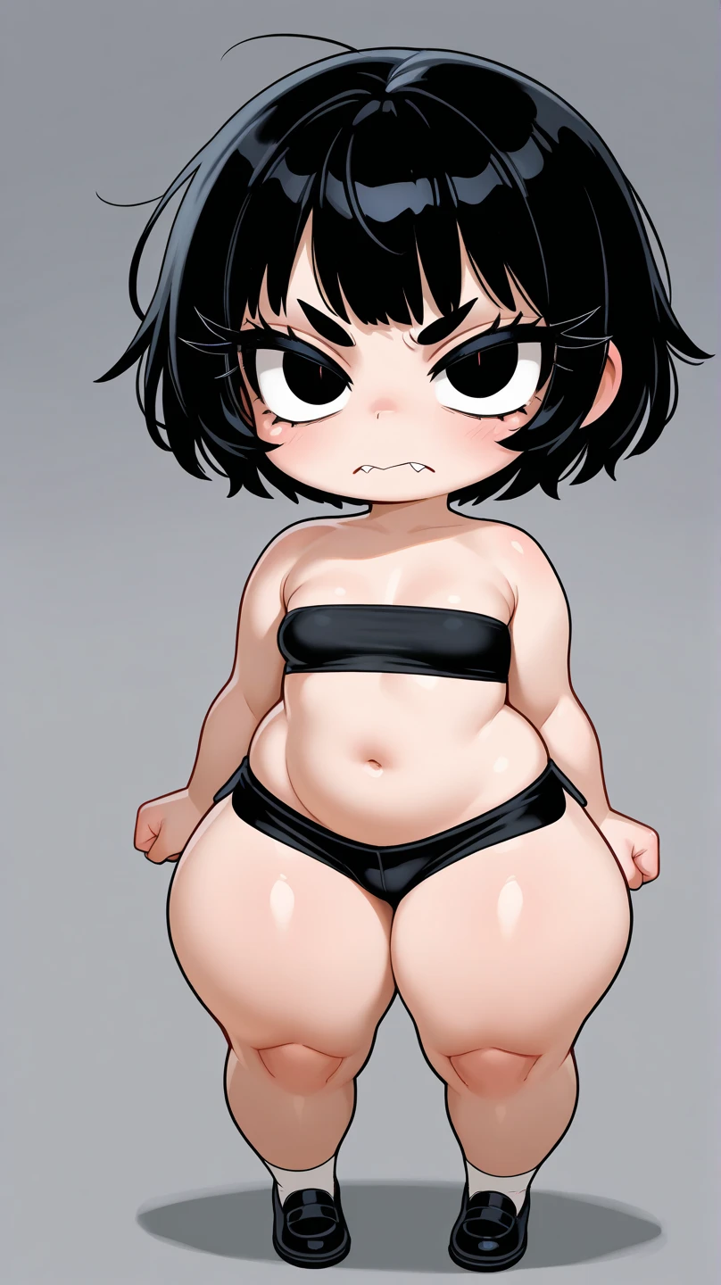 Zenko, 1girl, black hair, (sanpaku:1.2),hair ornament, hairclip, black eyes, short hair,masterpiece, expensive quality, very_expensive_solve, big_file size, full color,(completely nude:1.2),pussy,niplles,flat chest,toddler,(pregnant:0.6),