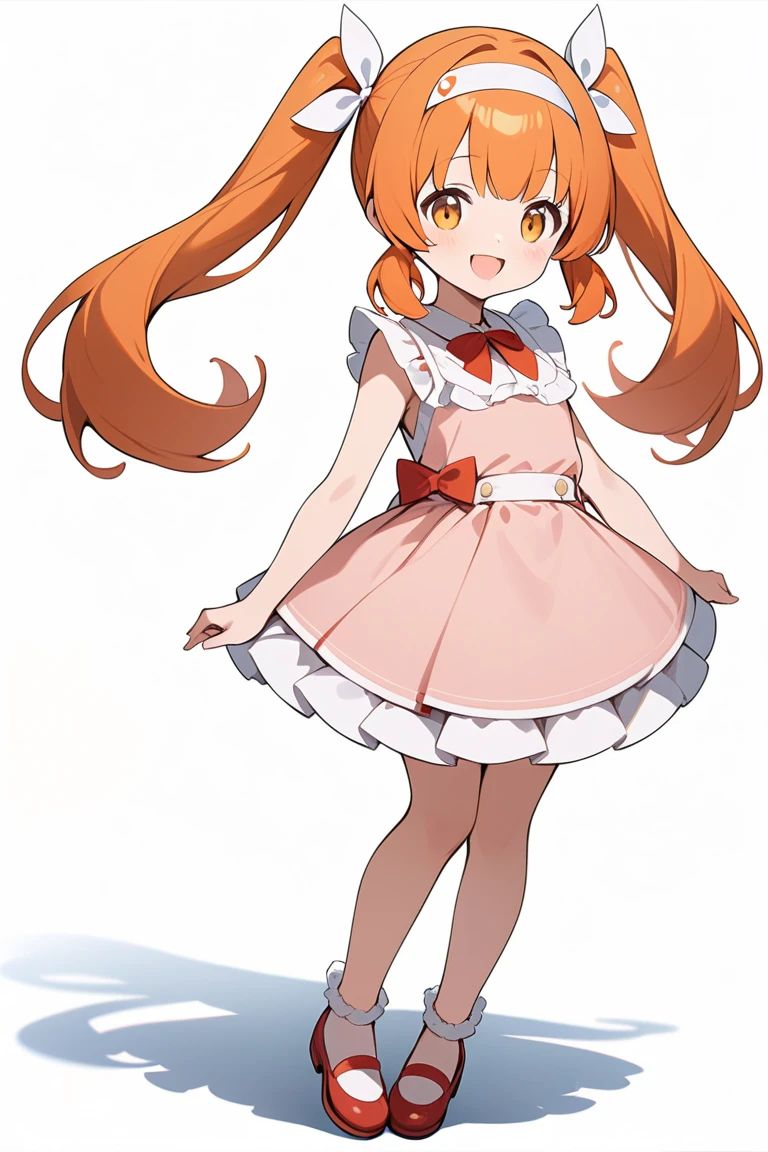 ((obra-prima, melhor qualidade)), (1girl), (solo), (foco feminino), (ahoge, red hair, cabelo longo), olhos vermelhos, sorriso leve, boca aberta, ((Vestido vermelho)), ((vestido curto)), standingn, fundo vermelho, arms behind back, dinamic angle