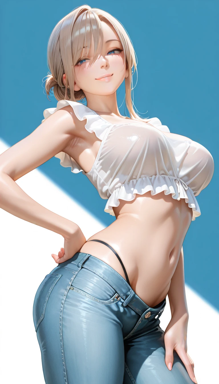 ((JPSS)), (One girl), masterpiece:1.3, Highest quality:1.3, Ultra-Realistic Capture, Very detailed, High resolution 16k, Natural white skin, Perfect Anatomy, (((fashion show:1.1))), Tokyo Girls Collection, Swimsuit category, (((On the runway:1.1))), Young Japanese Woman, Wearing a white swimsuit, (((High leg swimsuit))), (((The swimsuit is digging into her crotch:1.2))), walk, Pause, ((Put your arms behind your back)), A kind smile, Lips parted, (((Browsing Caution))),