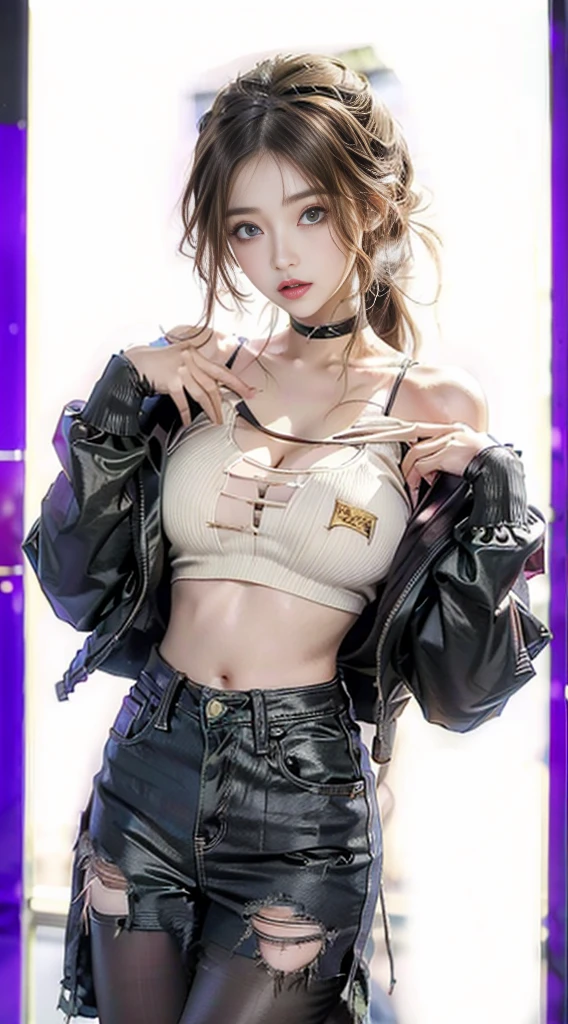 (8k, RAW photo, best quality, masterpiece:1.2), (realistic, photo-realistic:1.37), st. louis \(luxury wheels) \(azur lane\), 1girl, (Kpop idol), (aegyo sal:1), hair accessory, portrait, (long loose silver exposed dress: 1.9), necklace, blue nails, cute, cityscape, night, rain, wet, professional lighting, photon mapping, radiosity, physically based rendering,