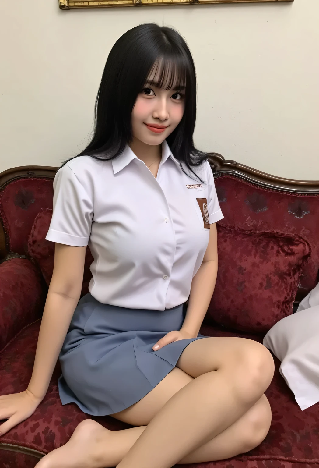 Best Quality, high resolution, Photo Shot, (Photorealistic:1.4), 1girl in, muscular Girls, Muscle Girl, large breasts, wide shoulder, thick body
Sexy , (indonesian highschool uniform) , wearing white shirt, wearing grey blue short skirt, standing, Looking at Viewer, Cute, Full body, Detailed eyes, Detailed face, seltry, detail skin, close up