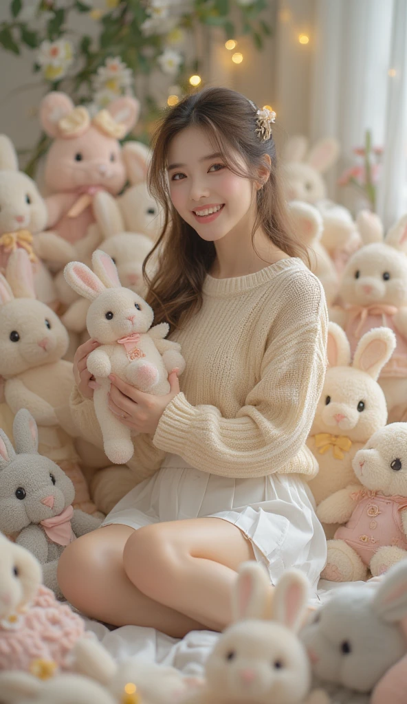 cute rabbit with striped fur