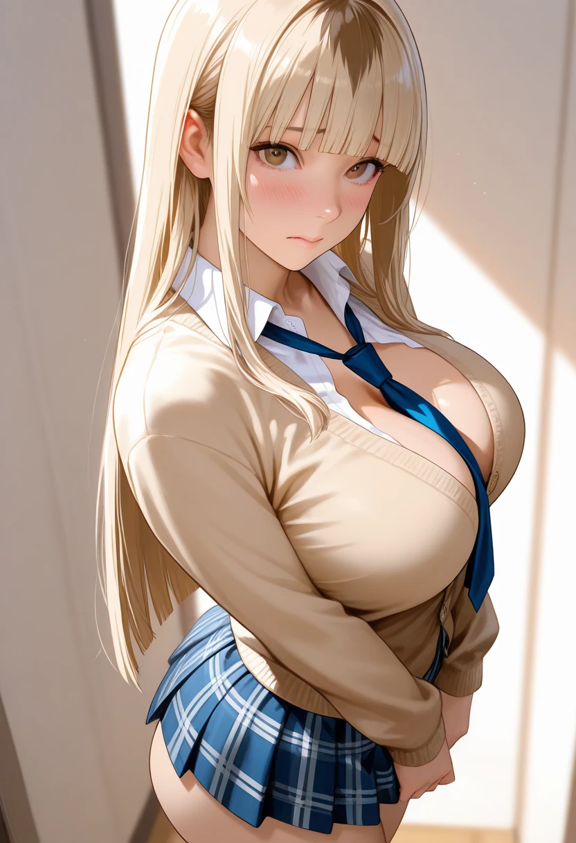 (masterpiece:1.2), (highest quality:1.2), Curvy but slender body, perfect eyes, perfect face, perfect lighting, 1 girl, long hair, curly hair, fine clothes, detailed outdoor background, compensate, eye shadow, thick eyelashes, fantasy, (maid)、whole body,alice in wonderland、blue sky、Bright and beautiful face、young shiny glossy white shiny skin、the best beauty、the most beautiful bright blonde hair in the world、thin hair、super long straight hair、Shining beautiful bangs、Shining crystal clear big blue eyes、Very beautiful lovely 17 year old most beautiful girl in the world、big and full breasts、tits、a sexually excited look、A sexually seductive look、spread your legs wide、((POV、She lifts up her skirt and shows her panties))