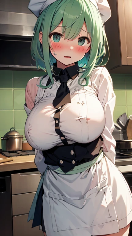 mastute piece,Best Quality,insanely detailed,8k cg,nsfw,
(shoot upper body:1.3),
(1girls:1.3),standing,looking at viewr,body in front,(arms behind back:1.4),(waitress costume:1.3),(bare breasts:1.2),
break,
blush,shy,(ecstasy face),(trembling:1.2),break,(light green hair),
break,
perfect breasts,perfect teats,(open mouth:0.9),(large breasts:1.2),
(coffeeshop),