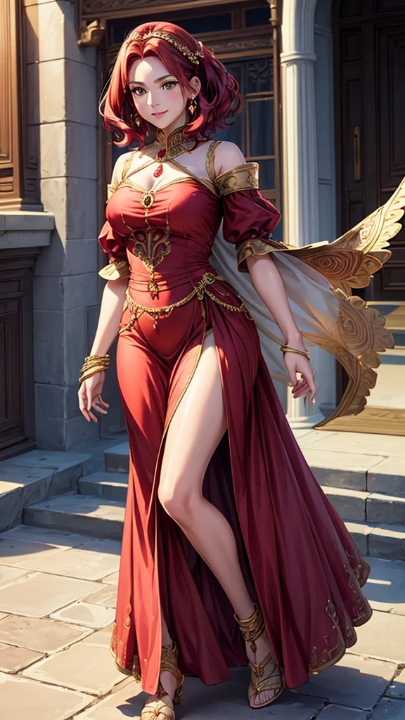 nsfw, (ultra-detailed, photorealistic, best quality, 4k, 8k, highres, masterpiece:1.3), Princess Daena Targaryen, age 30, a sophisticated and self-assured individual, Known for her timeless beauty and regal style, She has the classic Targaryen features of silver-gold hair and violet eyes, She has a refined sense of fashion, always appearing elegant and majestic, Her outfit includes a Top: A simple, sleeveless tunic made of coarse linen or wool, often slightly tattered or worn, revealing more skin than typical attire of the time, Bottom: A plain, ankle-length skirt made from rough fabric, with a modest slit to allow for easier movement, Shoes: Basic leather sandals or worn-out boots, practical and functional rather than decorative, Accessories: Modest wooden or bone jewelry, such as simple bracelets or necklaces, adding a touch of personal flair despite their simplicity, Additional: A rough, woolen shawl or cloak that she can wrap around herself for warmth, often adding a layer of mystery and modesty to her appearance, (((intricate detail, super finely detailed hands, ultra finely detailed fingers, ten fingers, walking confidently, full body showcase, show full body))), in a fantasy background featuring a grand medieval castle with towering spires, surrounded by lush, enchanted forests, and a distant, mystical dragon flying in the sky.
