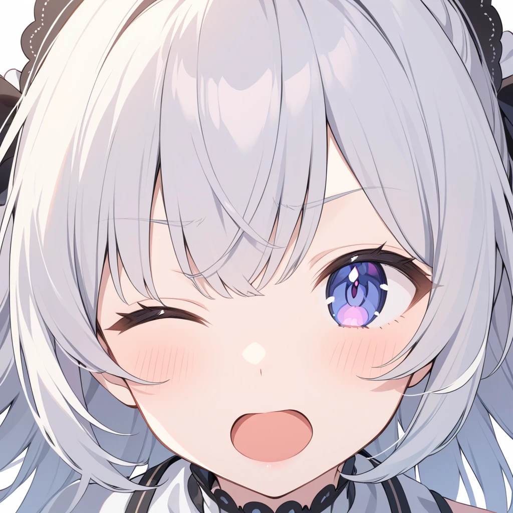 facial expression close-up, white eyes,  