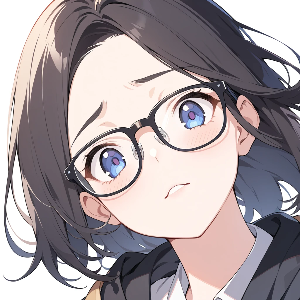 facial expression close-up, white eyes,  