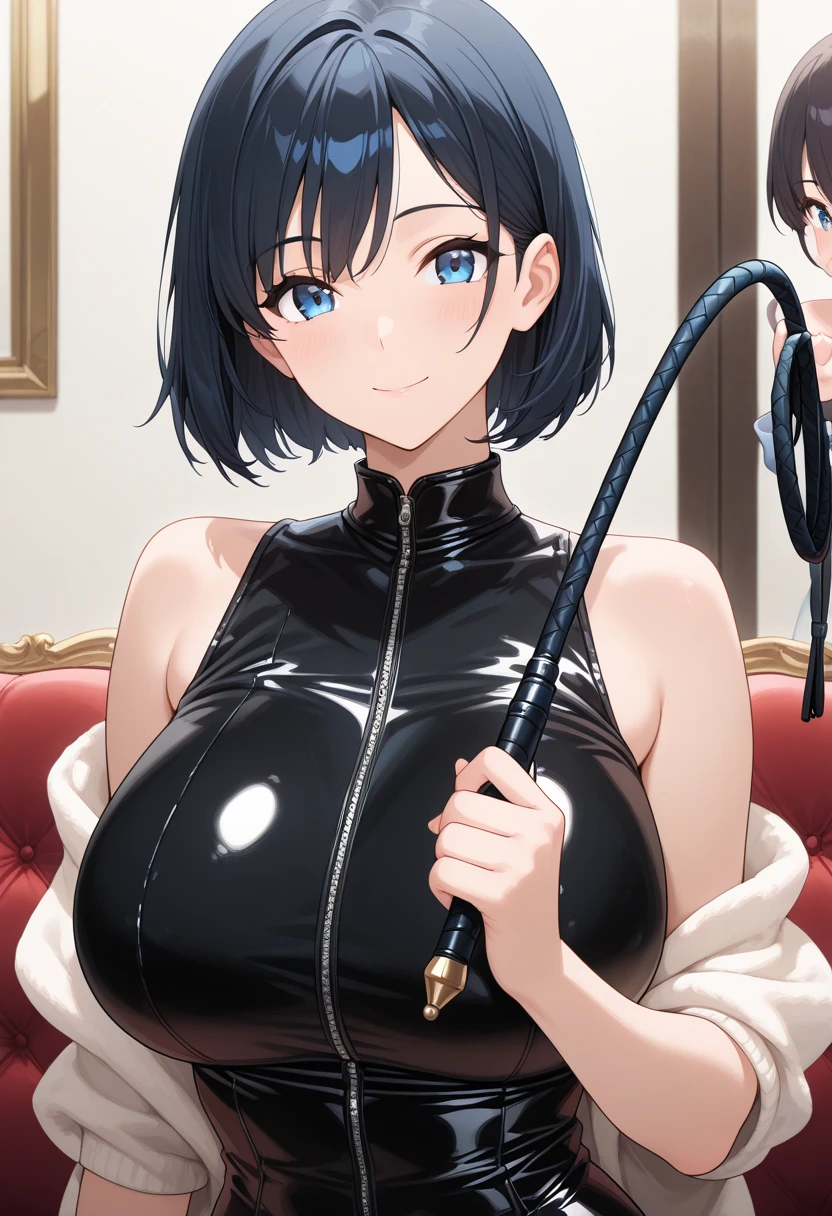 nsfw,large breast,black hair,short hair,nude,bdsm
