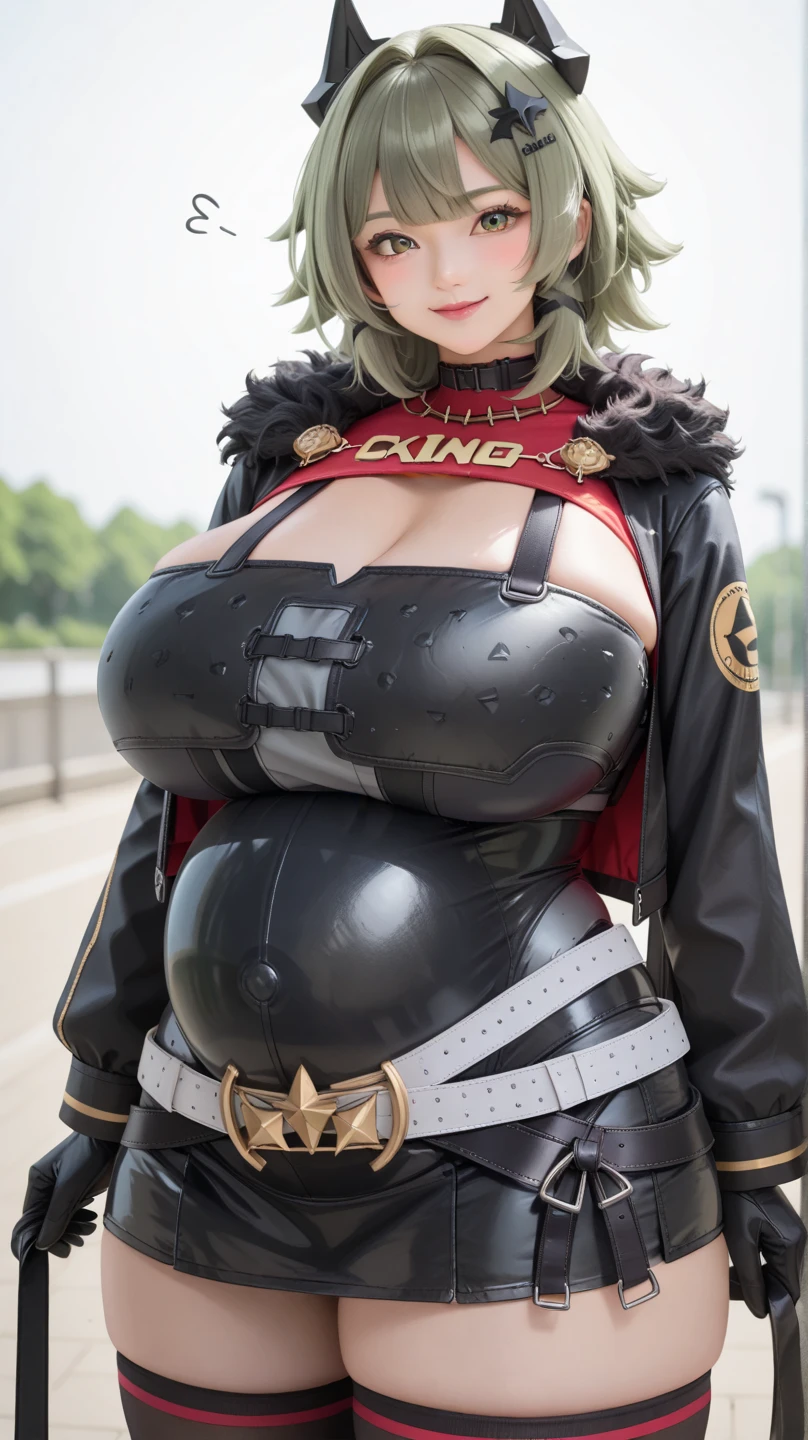 a close up of a woman with a big breast in a black and gold outfit, thicc, she has a jiggly fat round belly, extremely detailed artgerm, commission for high res, thicc build, her belly is fat and round, , big belly, mighty plump female sorceress, thick body, big stomach, princess Zelda, pregnant 